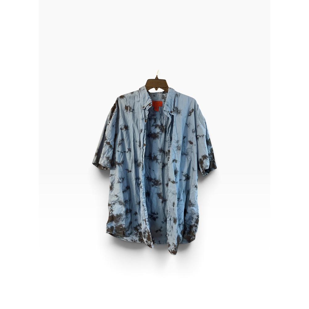 The Foundry Supply Co Mens XL Tall Tie Dye Button Down Shirt Blue Black Cotton